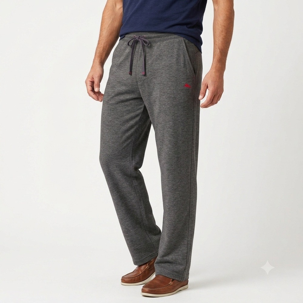 Tommy Bahama Lounge Pants Men XL Gray Heathered Drawstring Straight Leg Casual